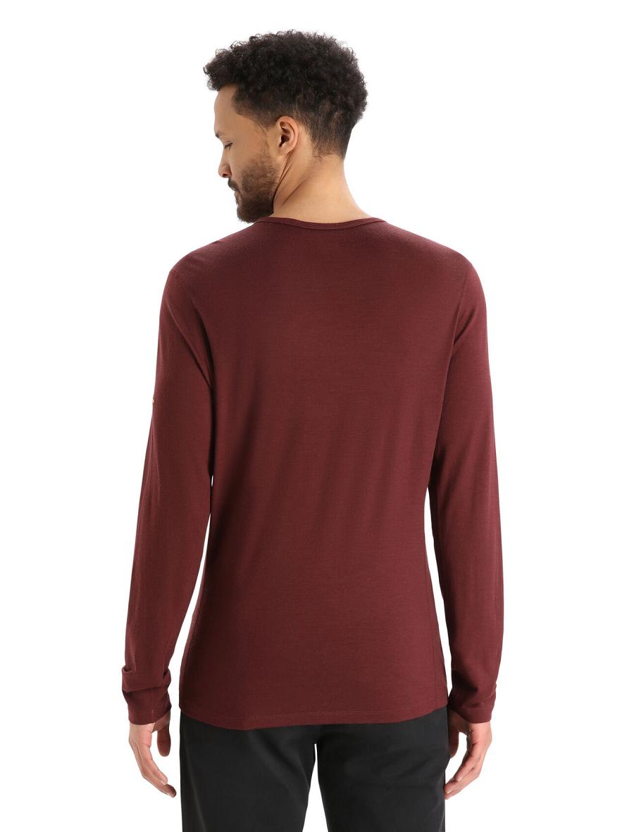 Espresso Icebreaker Merino 200 Oasis Long Sleeve Crewe Last Run Men's Base Layers | AU 1339EBCX